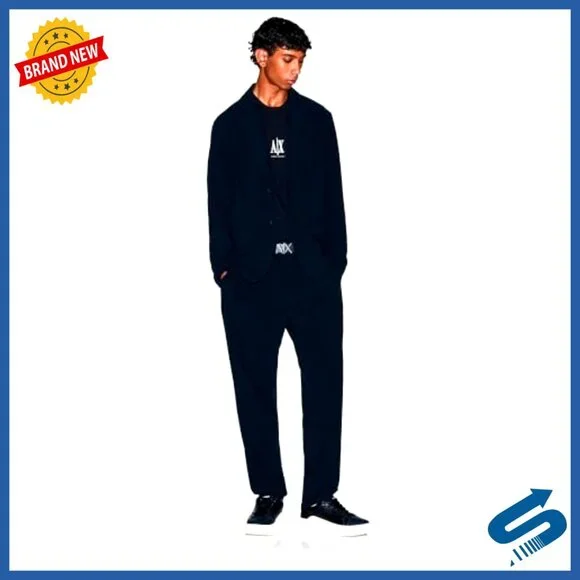 Men's Stretch Blazer with Button Closure and Pockets, Dry Clean Only